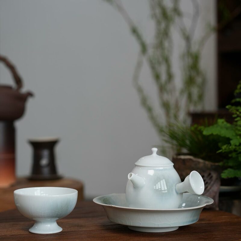 Gradient Glaze Ceramic Milky Moss Green 160ml Side Handle Kung Fu Teapot