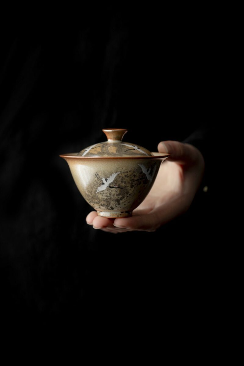 Soda Fired Gradient Glaze Ceramic Crane 110ml Gaiwan
