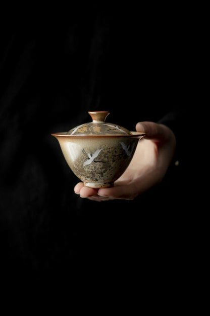 Soda Fired Gradient Glaze Ceramic Crane 110ml Gaiwan