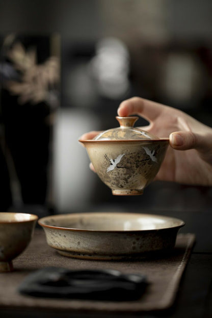 Soda Fired Gradient Glaze Ceramic Crane 110ml Gaiwan