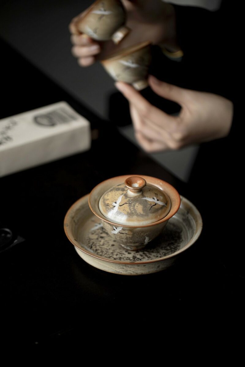 Soda Fired Gradient Glaze Ceramic Crane 110ml Gaiwan