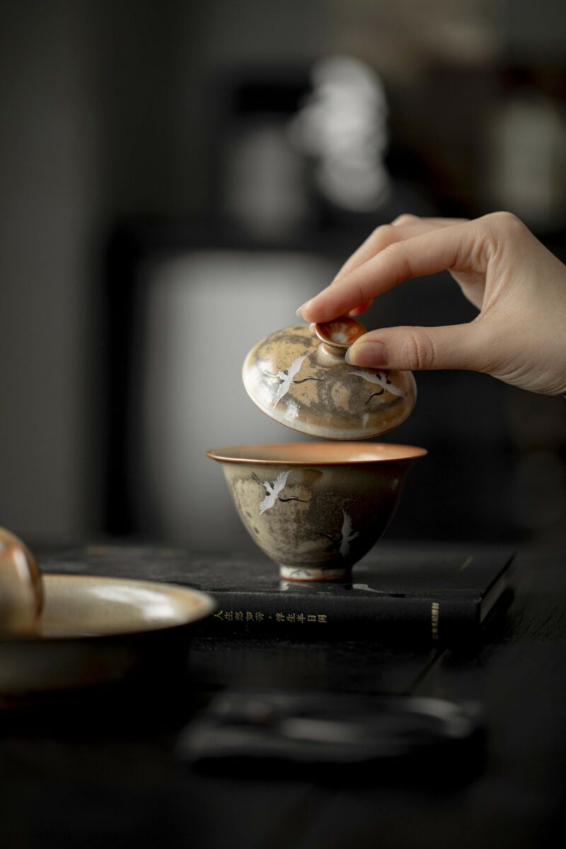 Soda Fired Gradient Glaze Ceramic Crane 110ml Gaiwan